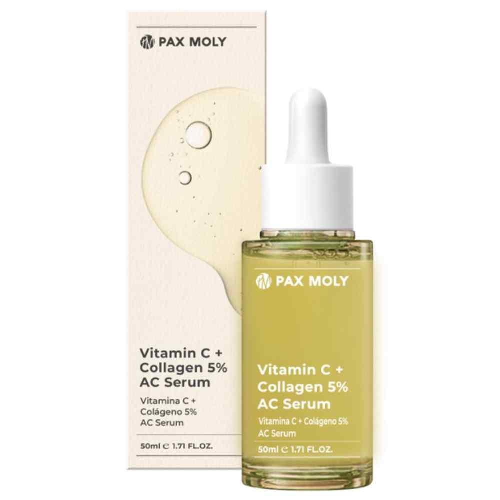 PaxMoly, Ac Serum, Vitamin C + Collagen 5%, Hydrating & Brightening, Tag & Nacht, Serum, Für das Gesicht, 50 ml