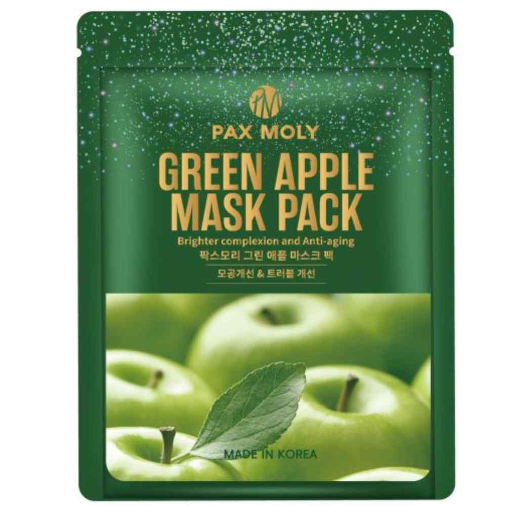 PaxMoly, Green Apple, Brightening, Sheet Mask, For Face, Day & Night, 25 ml