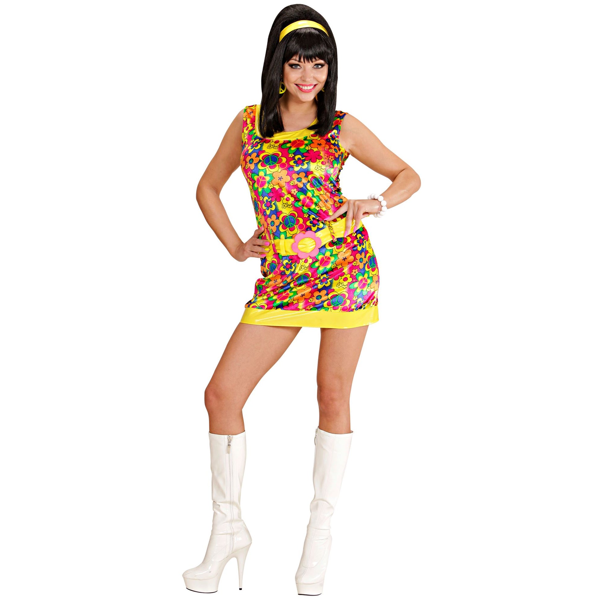 "PEACE & LOVE GIRL" aus Samt (Kleid, Gürtel, Stirnband) – Detailansicht