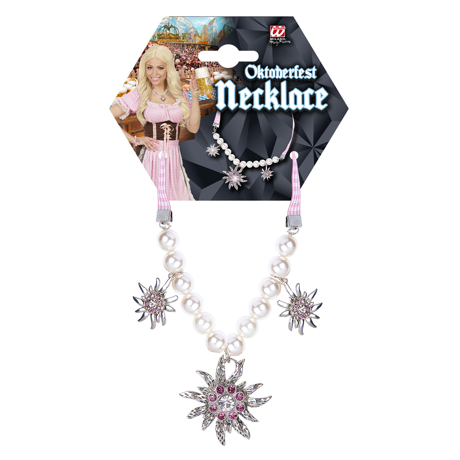 "PERLENKETTE EDELWEISS MIT KLAREN UND ROSA STRASS" – Ansicht 3