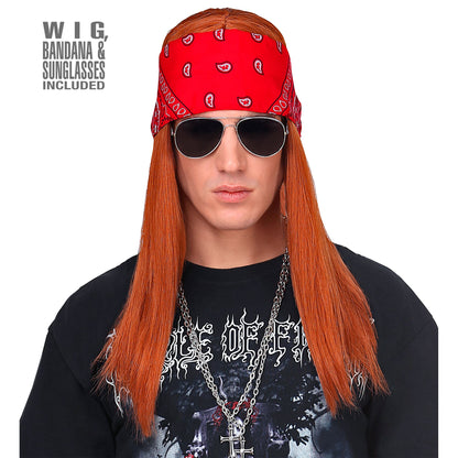 "PERÜCKE AXEL MIT BANDANA UND SONNENBRILLE" in Polybag – Vorderansicht