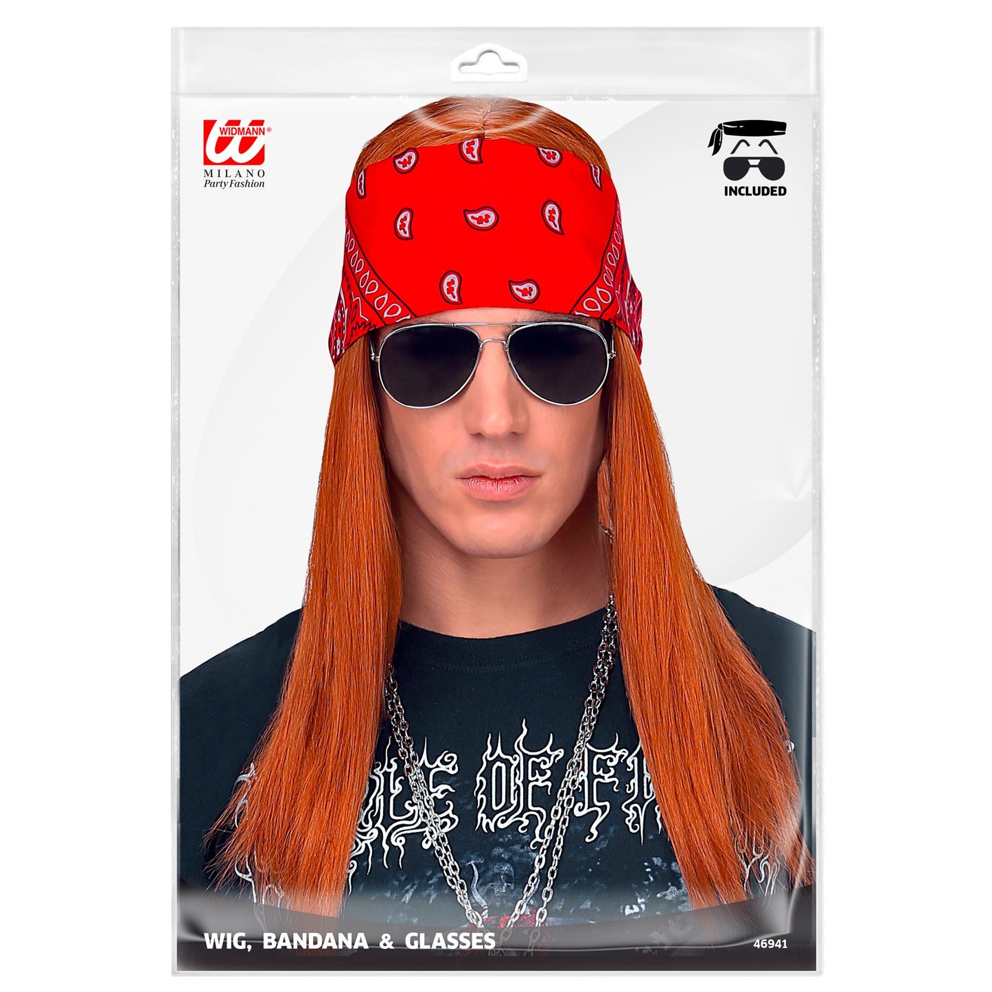 "PERÜCKE AXEL MIT BANDANA UND SONNENBRILLE" in Polybag – Detailansicht