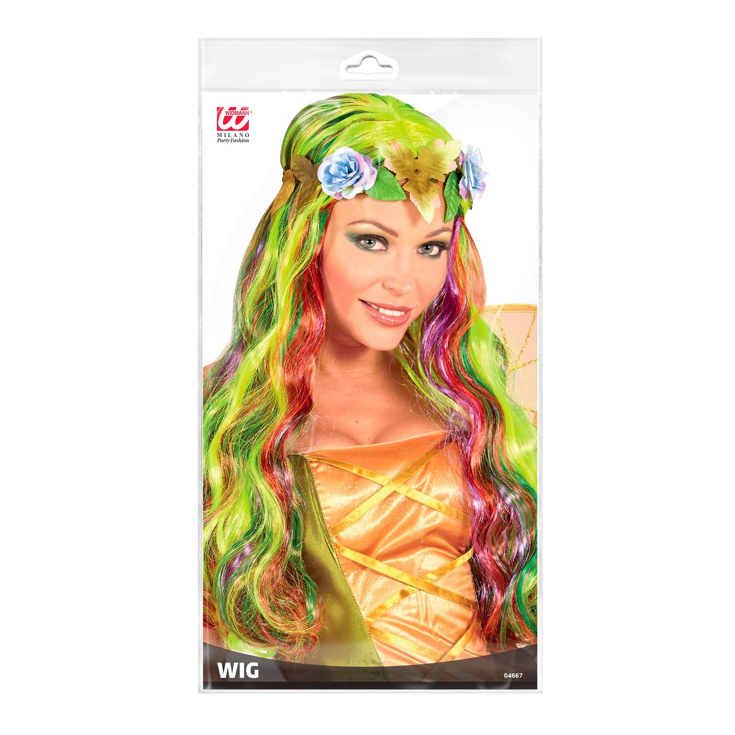 "PERÜCKE BLUMENFEE MIT BLUMEN HAARBAND" in Polybag – Detailansicht