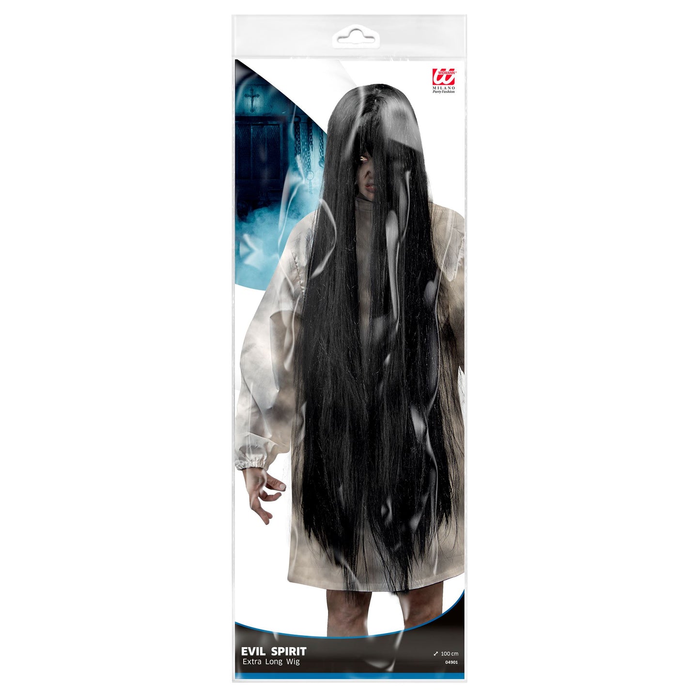 "PERÜCKE BÖSER GEIST SCHWARZ" - 100 CM - in Polybag – Detailansicht