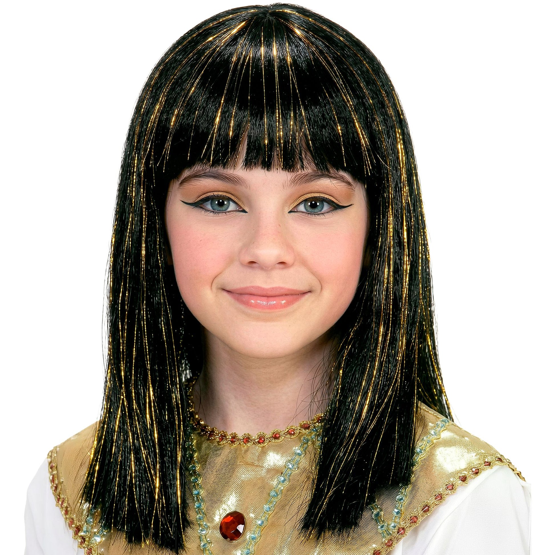 "PERÜCKE CLEOPATRA MIT LAMETTA" in Polybag – Vorderansicht