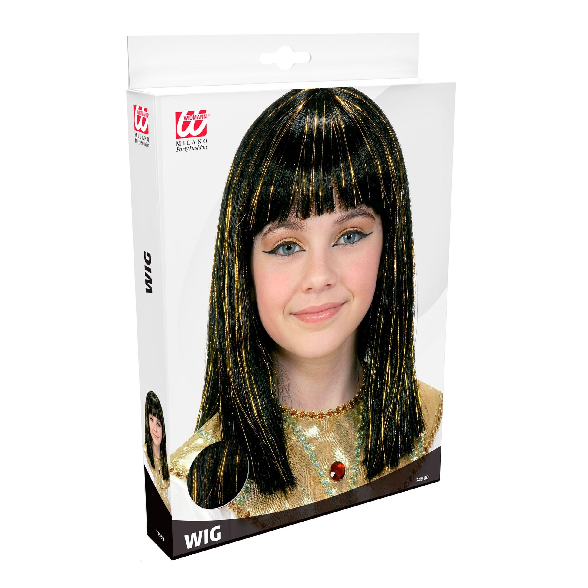 "PERÜCKE CLEOPATRA MIT LAMETTA" in Polybag – Detailansicht