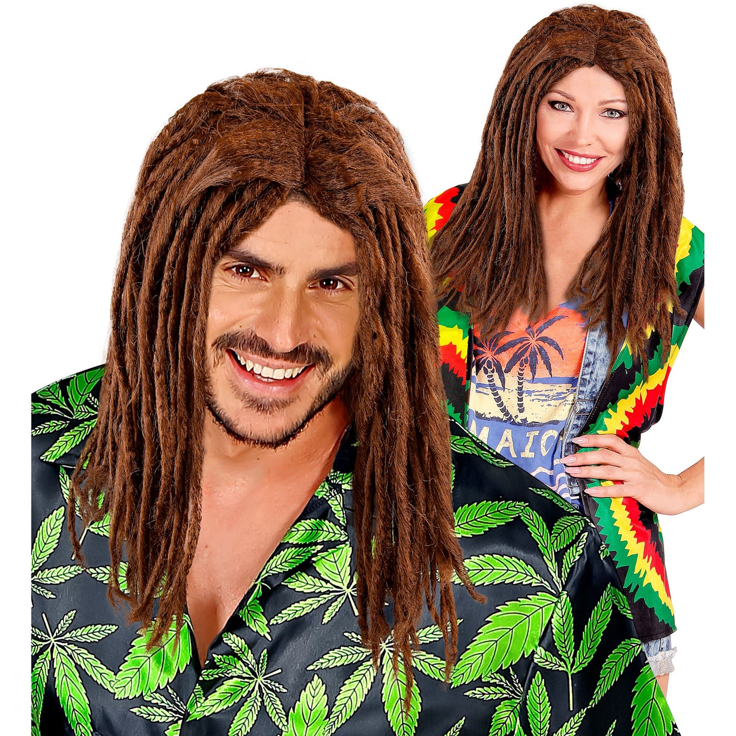 "PERÜCKE DREADLOCKS BROWN" in Polybag – Vorderansicht