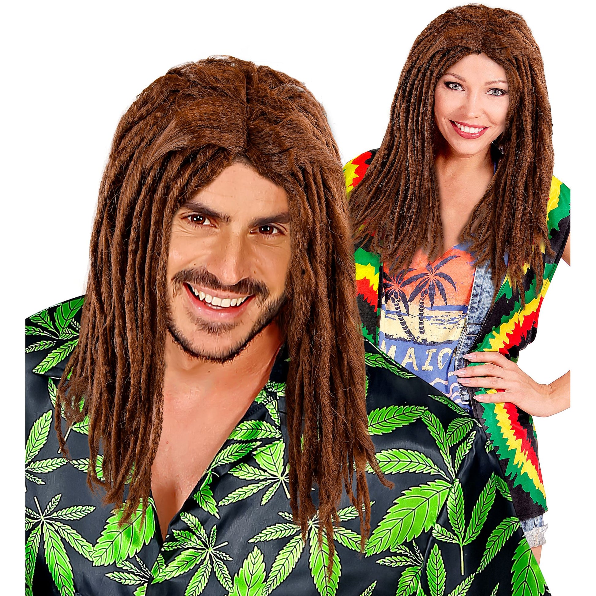 "PERÜCKE DREADLOCKS BROWN" in Polybag – Vorderansicht