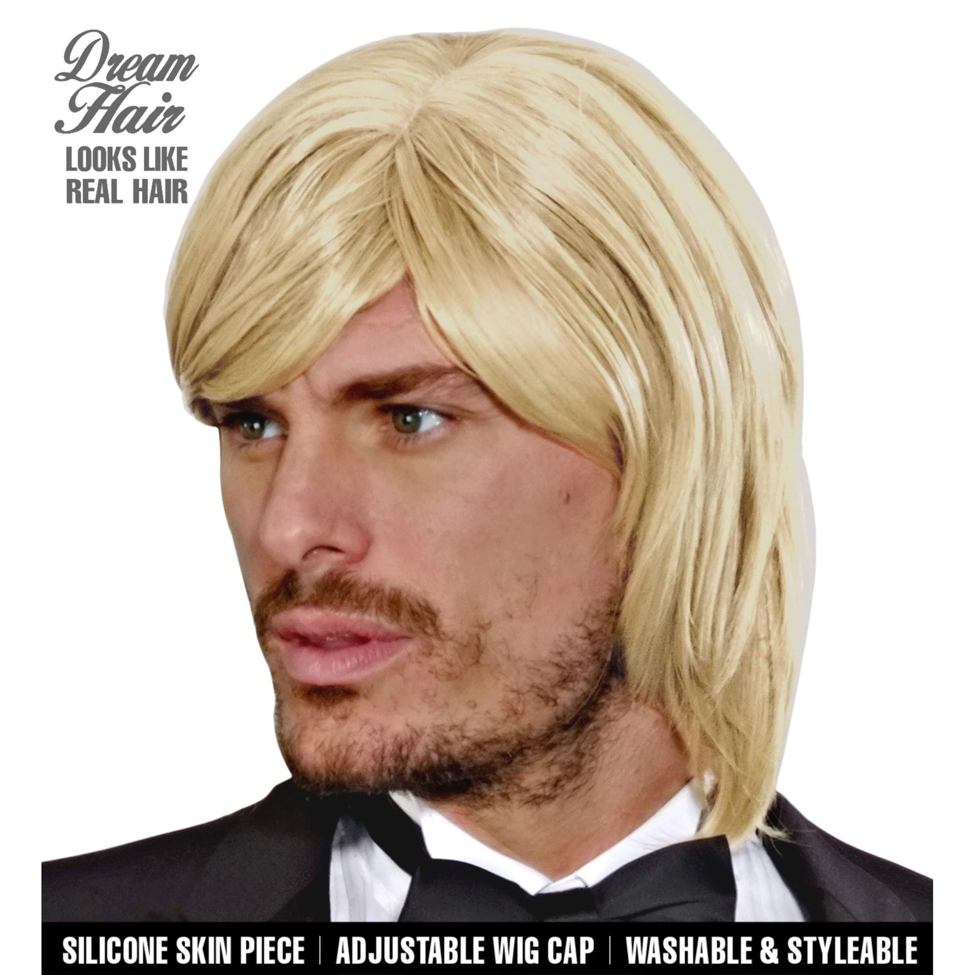 "PERÜCKE DREAM HAIR ADAM BLOND" in farbiger Box – Vorderansicht