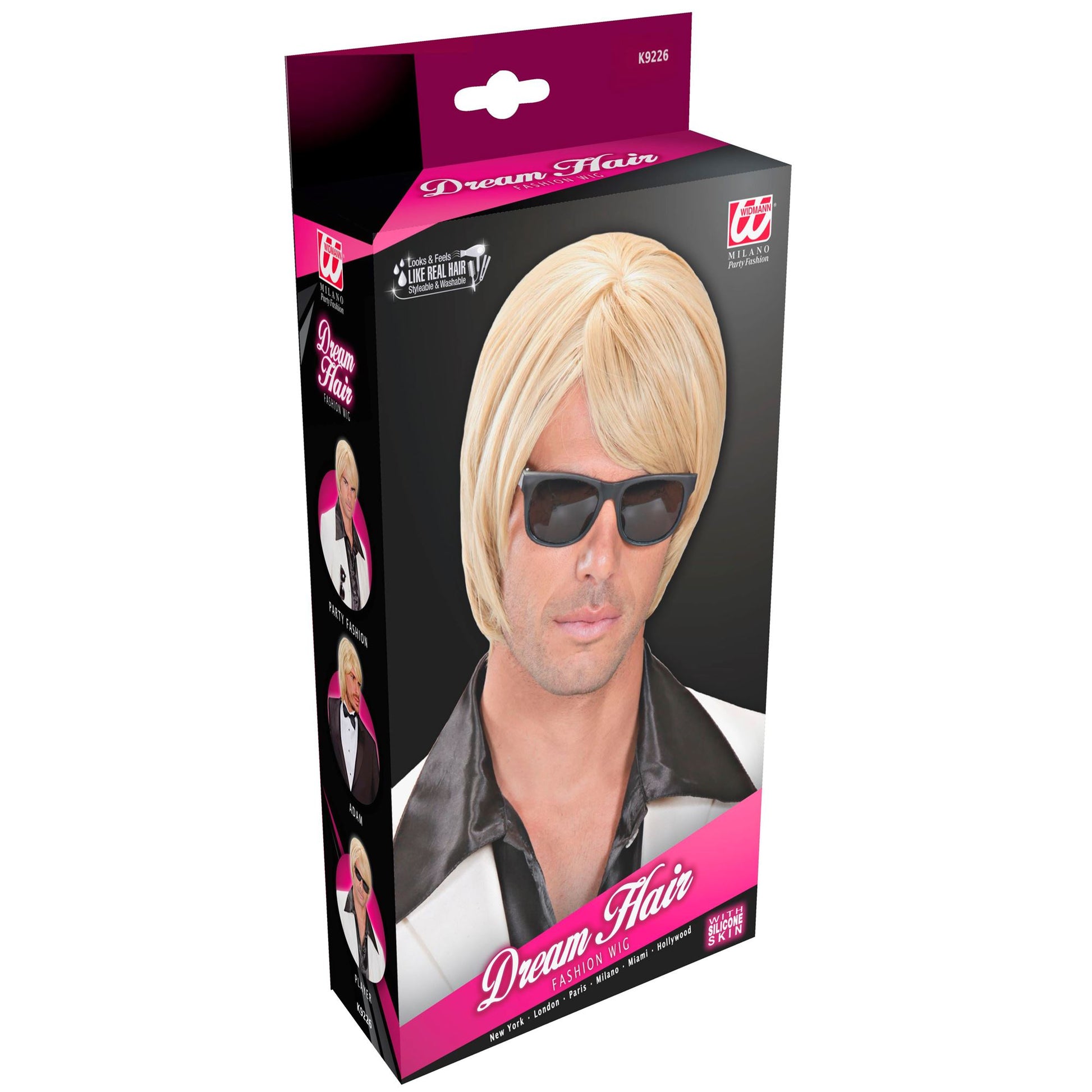 "PERÜCKE DREAM HAIR ADAM BLOND" in farbiger Box – Detailansicht