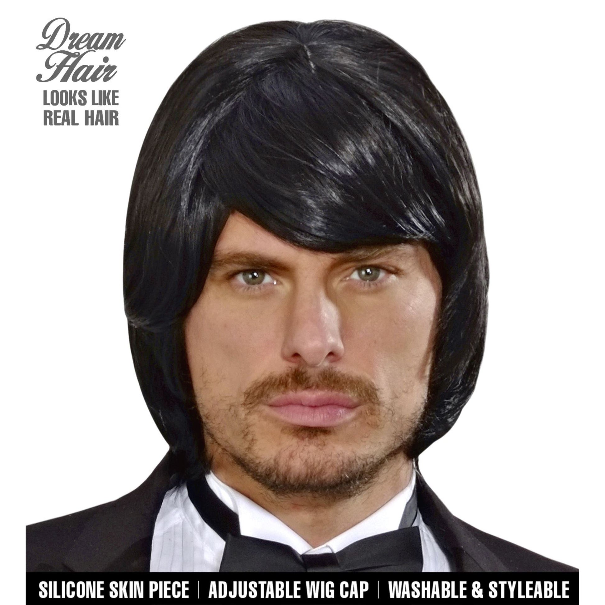 "PERÜCKE DREAM HAIR ADAM SCHWARZ"in farbiger Box – Vorderansicht
