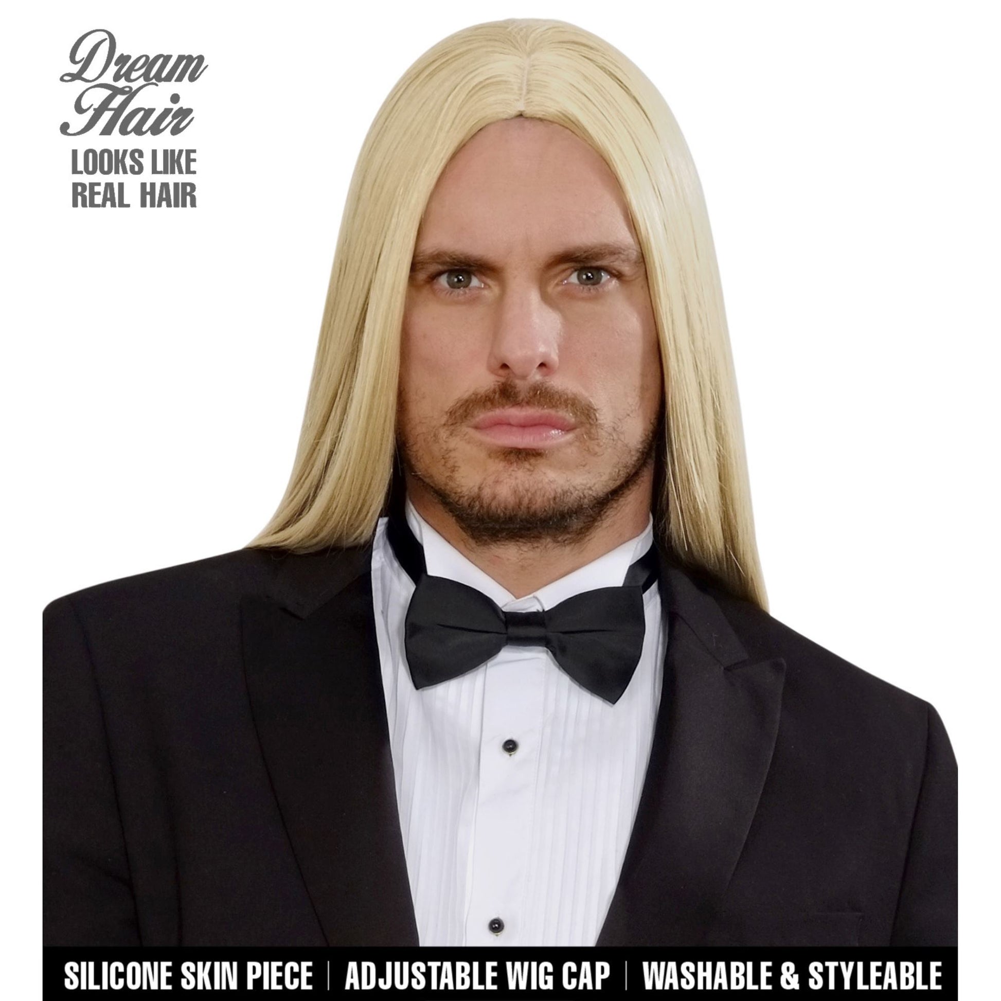 "PERÜCKE DREAM HAIR VIKTOR BLOND" in farbiger Box – Vorderansicht