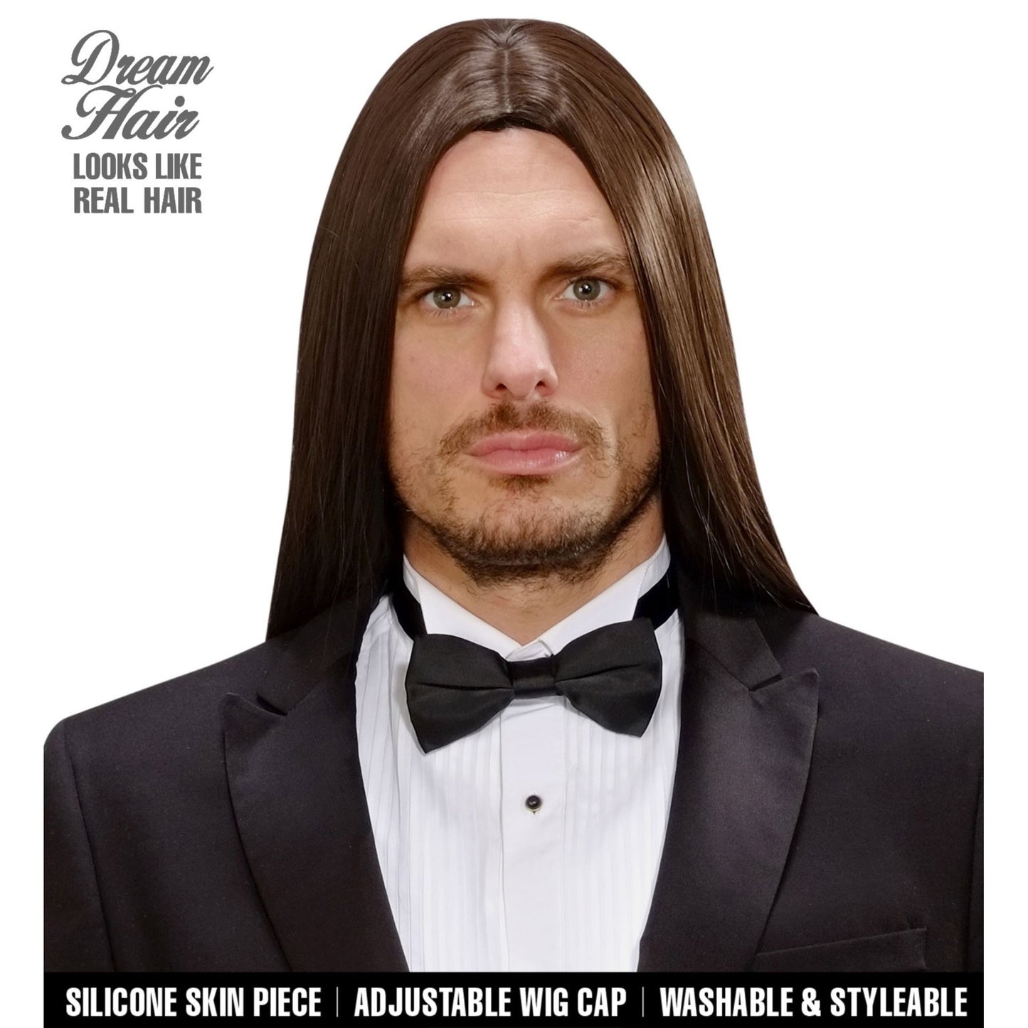 "PERÜCKE DREAM HAIR VIKTOR BRAUN" in farbiger Box – Vorderansicht