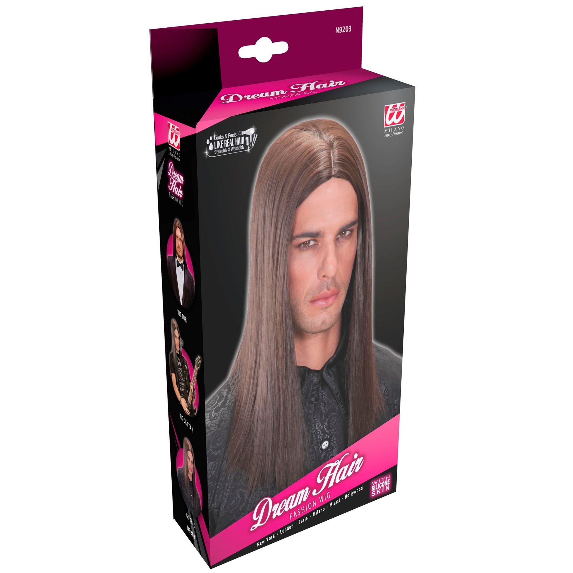 "PERÜCKE DREAM HAIR VIKTOR BRAUN" in farbiger Box – Detailansicht
