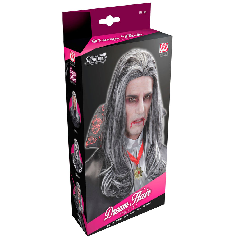 "PERÜCKE DREAM HAIR VIKTORIANISCHER VAMPIR" in farbiger Box – Detailansicht