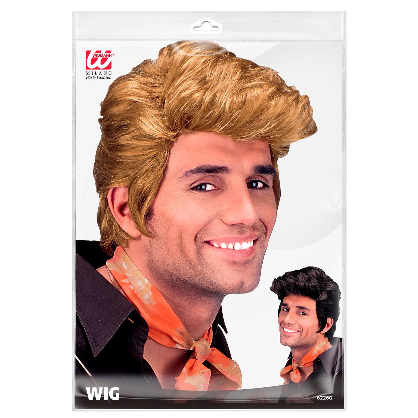 "PERÜCKE FIGARO" in Polybag - in 2 Farben sort.: blond und grau meliert – Detailansicht