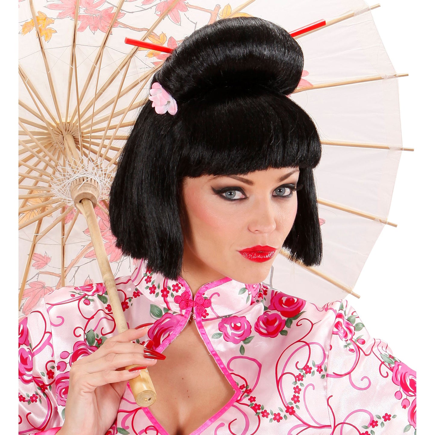 "PERÜCKE GEISHA MIT BLUMEN UND STÄBCHEN" in Box – Ansicht 3