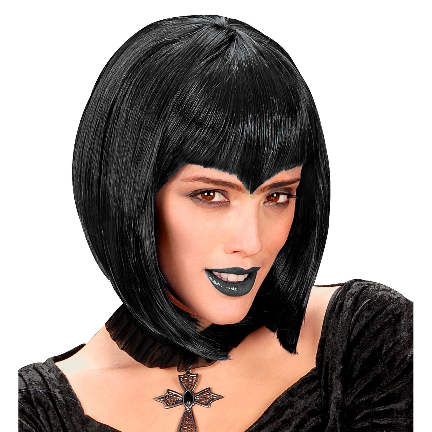 "PERÜCKE GOTHIC VAMP" schwarz - in Box – Vorderansicht