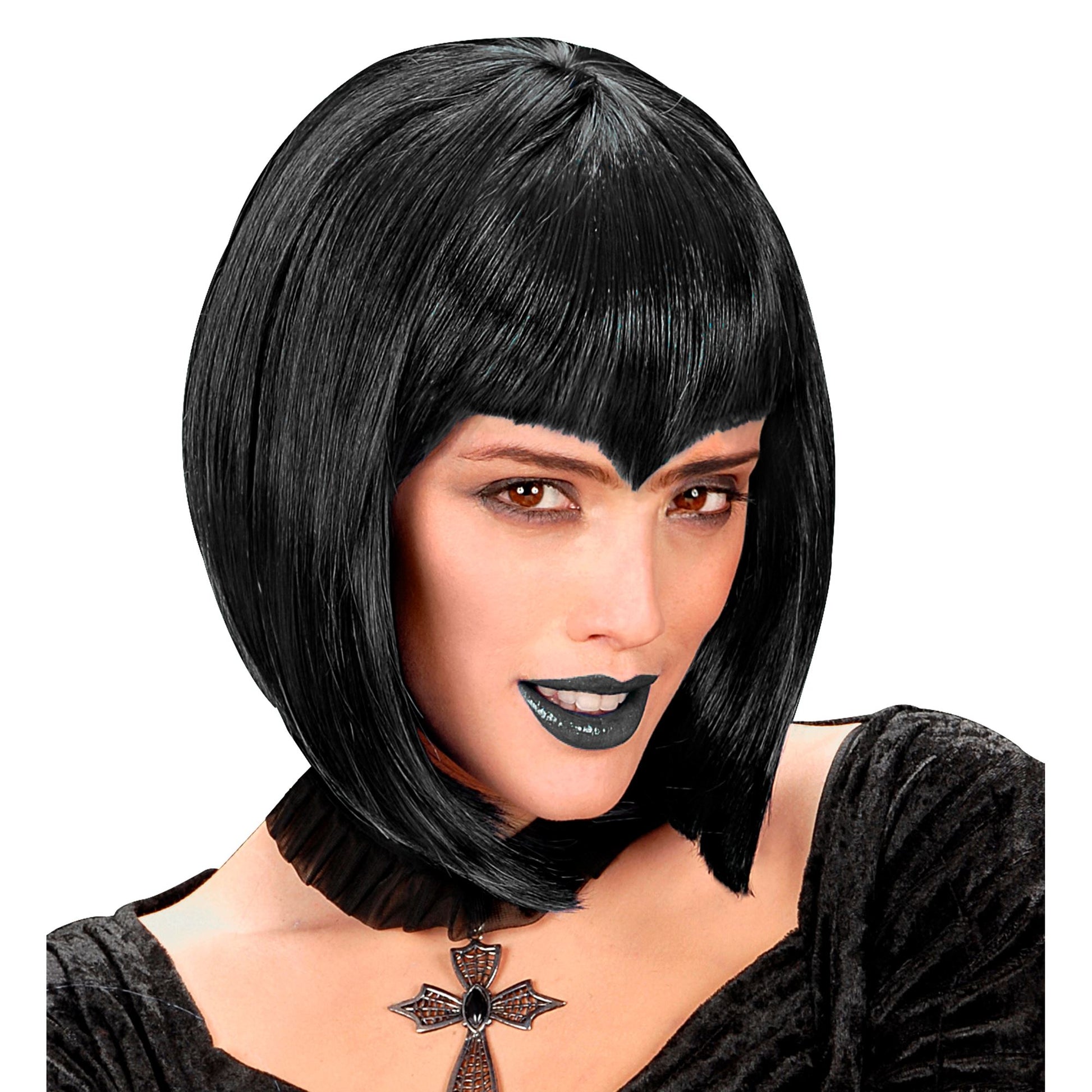 "PERÜCKE GOTHIC VAMP" schwarz - in Box – Vorderansicht