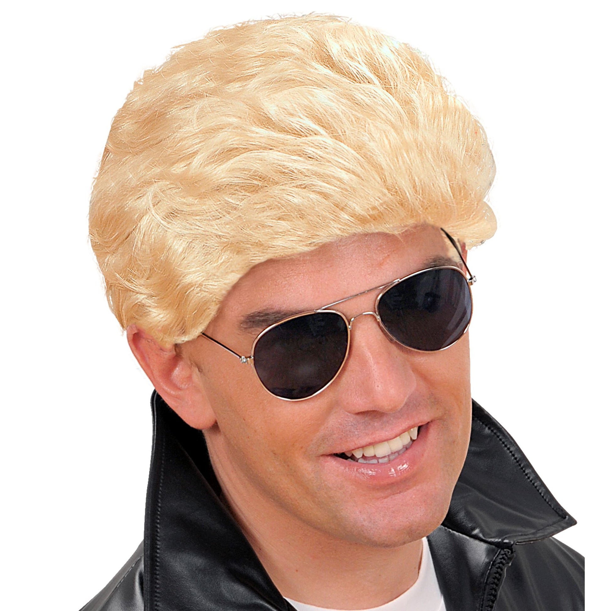 "PERÜCKE GREASER" blond - in Box – Vorderansicht