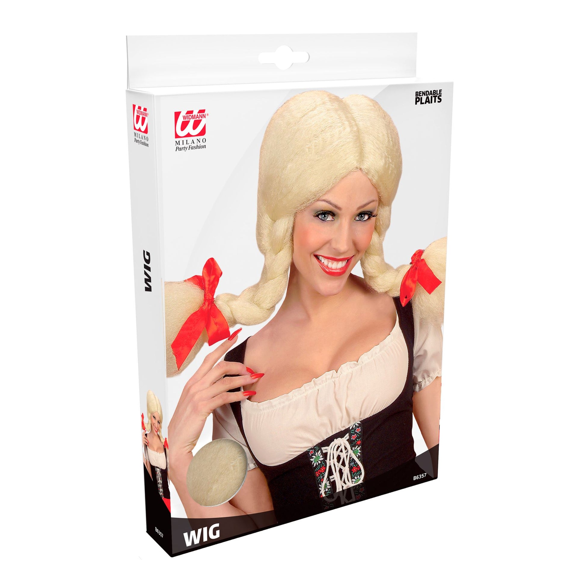 "PERÜCKE HEIDI" mit modellierbaren Zöpfen - in Box – Detailansicht