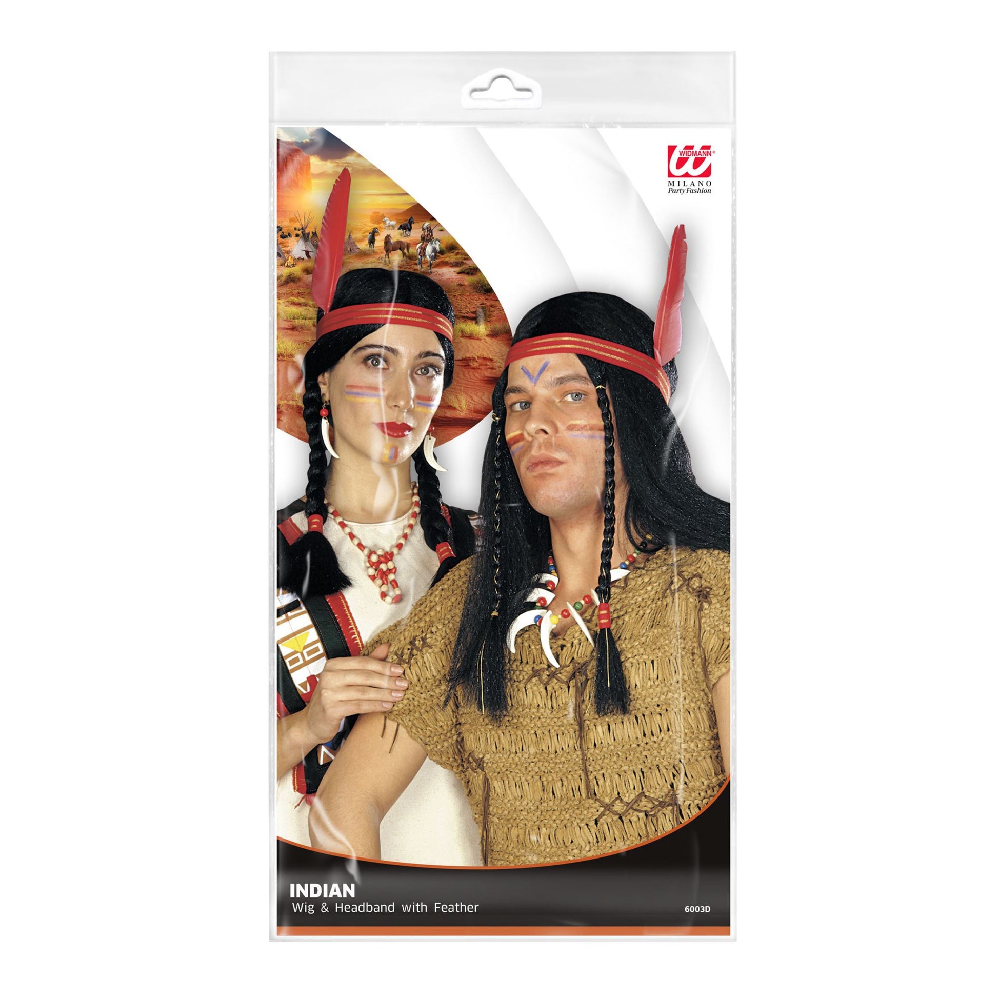 "PERÜCKE INDIANER UND INDIANERIN" in Polybag - in 2 Modellen sort – Detailansicht