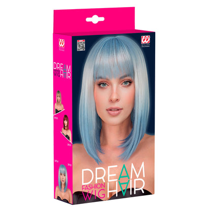 "PERÜCKE LAYLA BLOND-BLAU IN DREAM HAIR QUALITÄT" in farbiger Box – Detailansicht