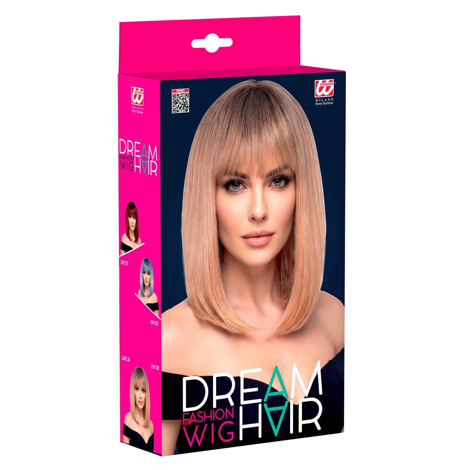 "PERÜCKE LAYLA OMBRÉ BLOND IN DREAM HAIR QUALITÄT" in farbiger Box – Detailansicht