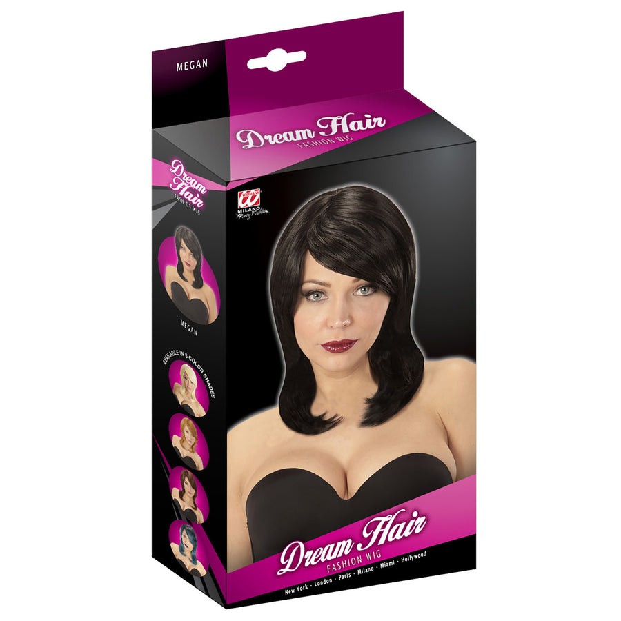 "PERÜCKE MEGAN SCHWARZ IN DREAM HAIR QUALITÄT" in farbiger Box – Detailansicht