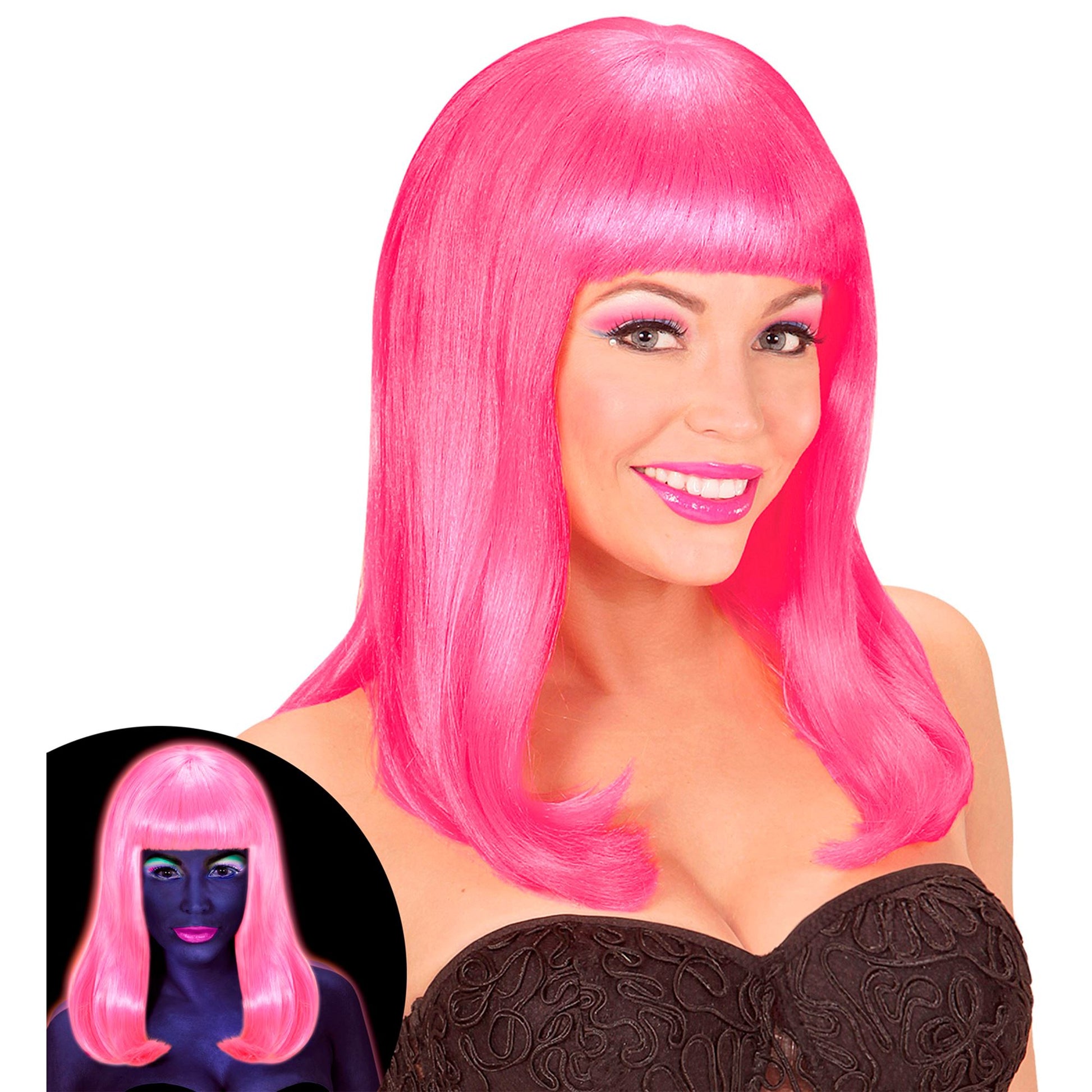 "PERÜCKE PATSY NEONPINK" in Polybag – Detailansicht