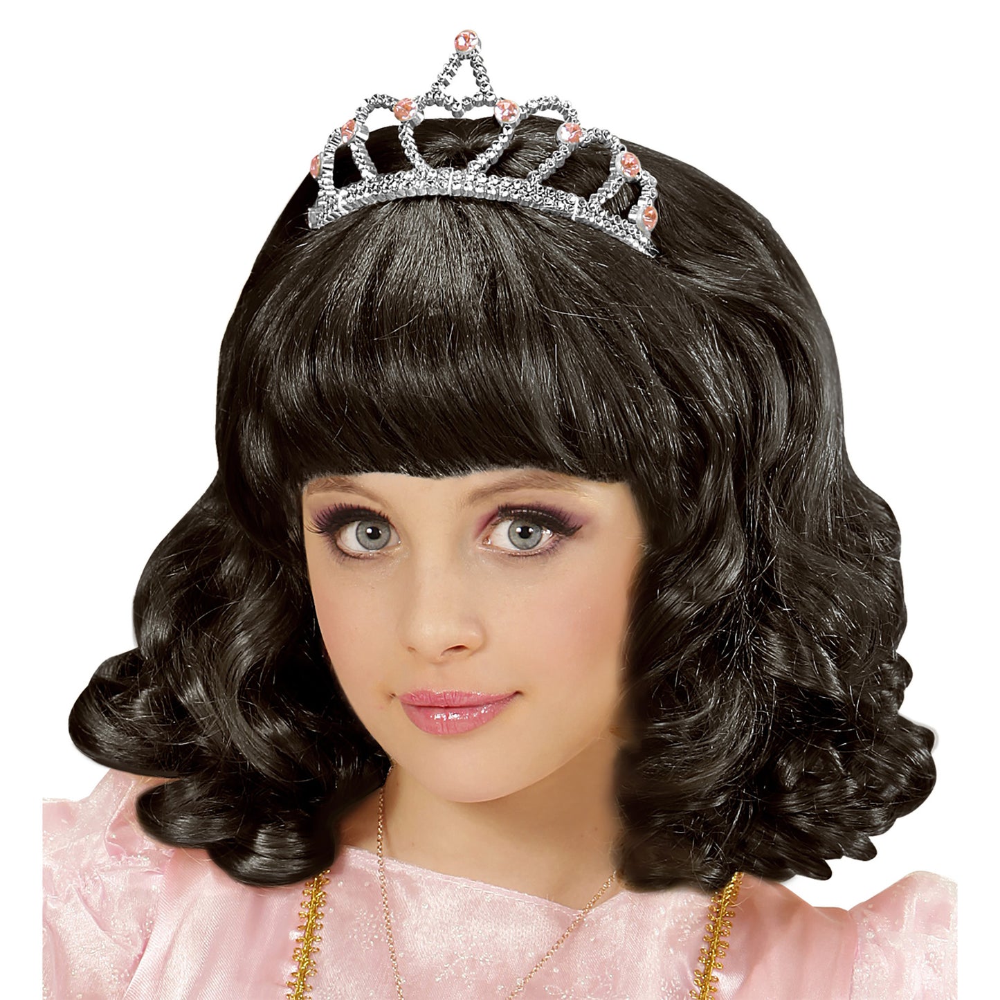 "PERÜCKE PRINZESSIN SCHWARZ MIT TIARA" in Box – Vorderansicht