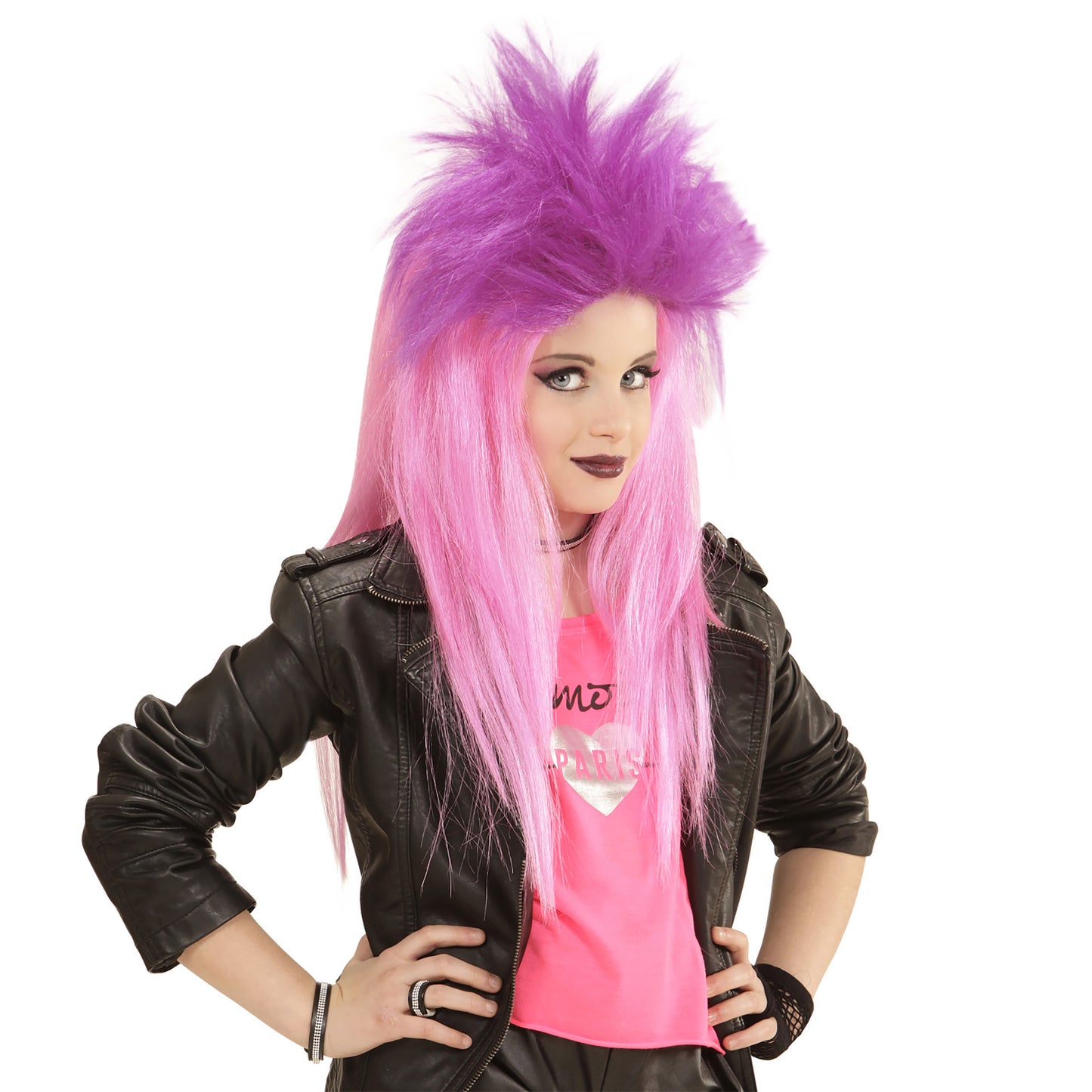 "PERÜCKE PUNKADELIC NEON PINK UND VIOLETT" in Polybag – Ansicht 3