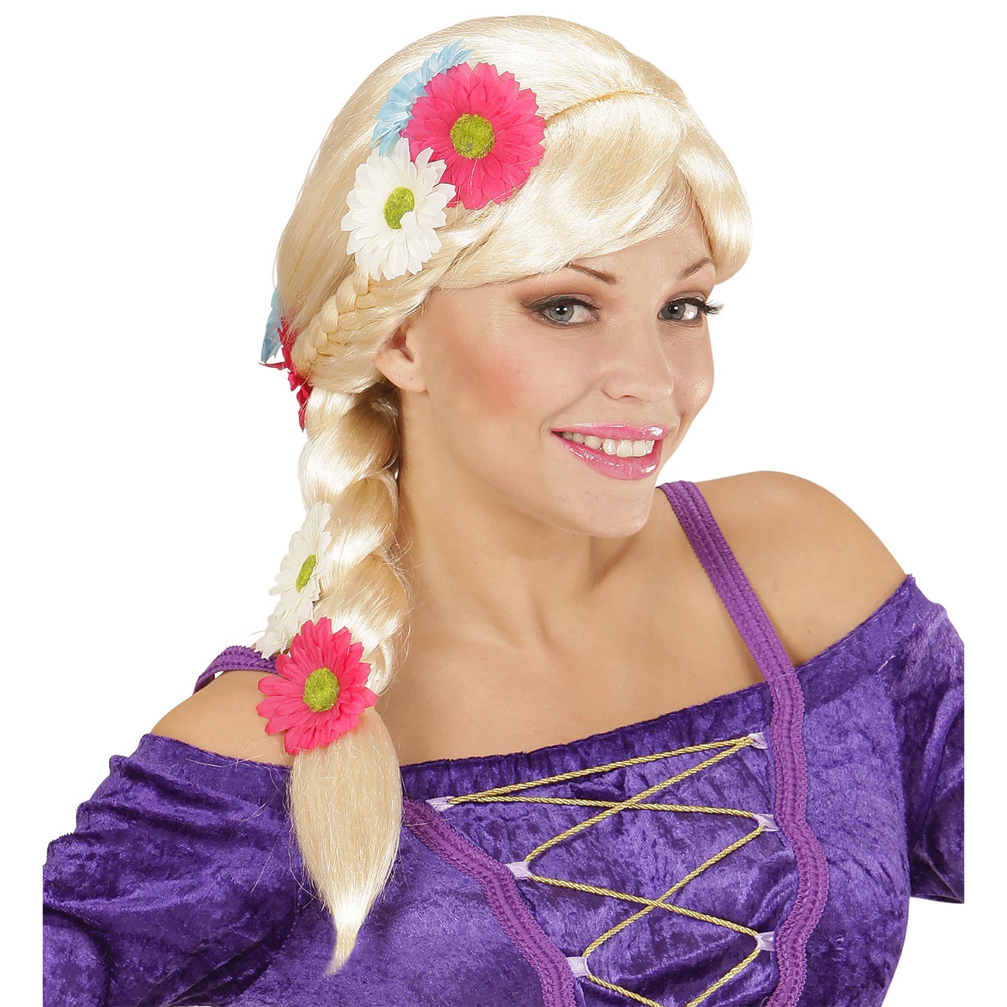 "PERÜCKE RAPUNZEL MIT BLUMEN" in Box – Vorderansicht