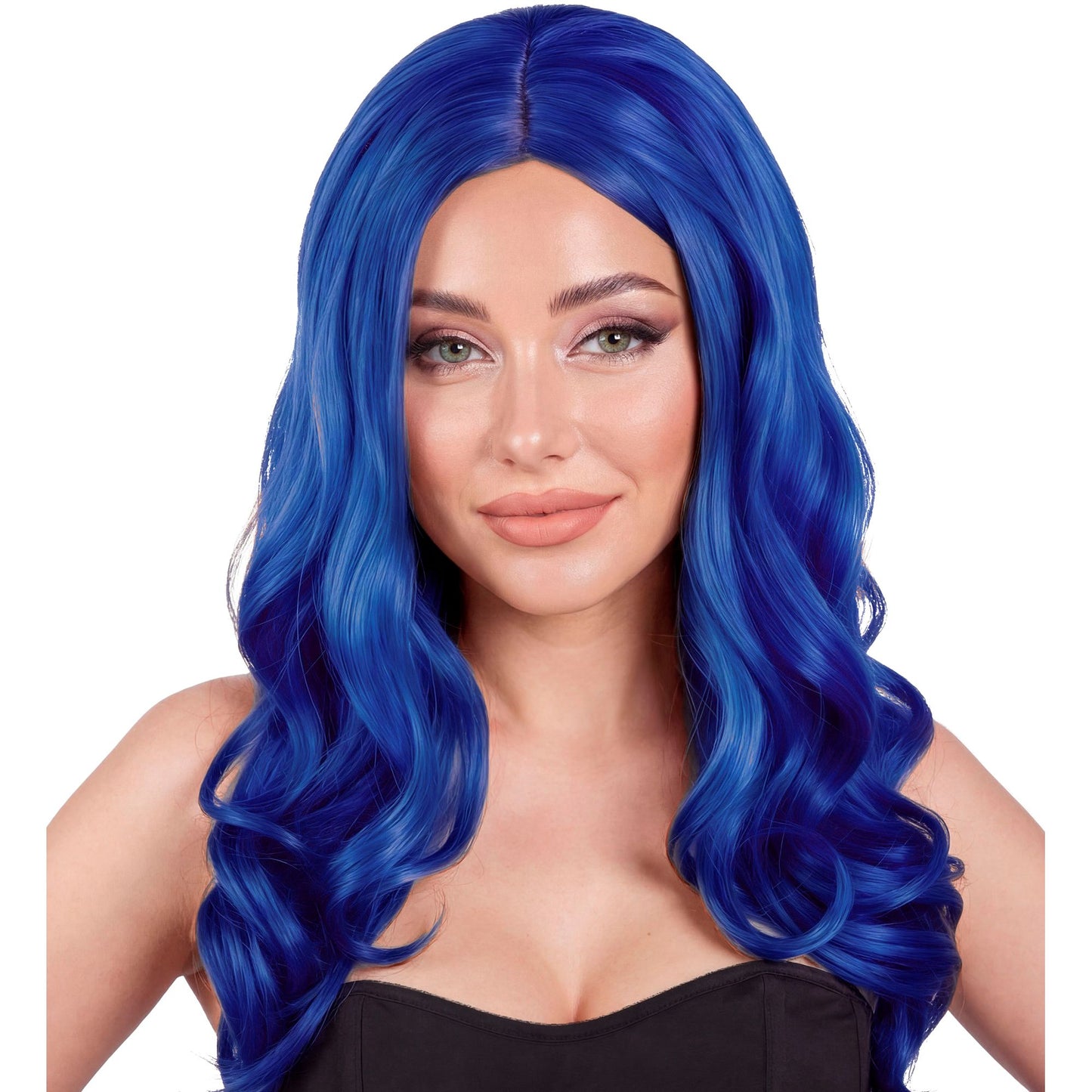 "PERÜCKE ROXY BLAU" in Box – Vorderansicht