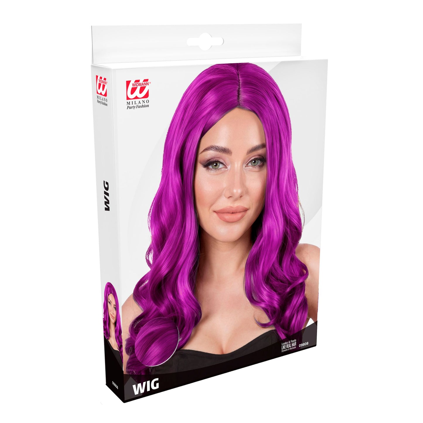 "PERÜCKE ROXY VIOLETT" in Box – Detailansicht