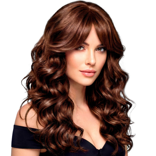 "PERÜCKE TAYLOR BRAUN IN DREAM HAIR QUALITÄT" in farbiger Box – Vorderansicht