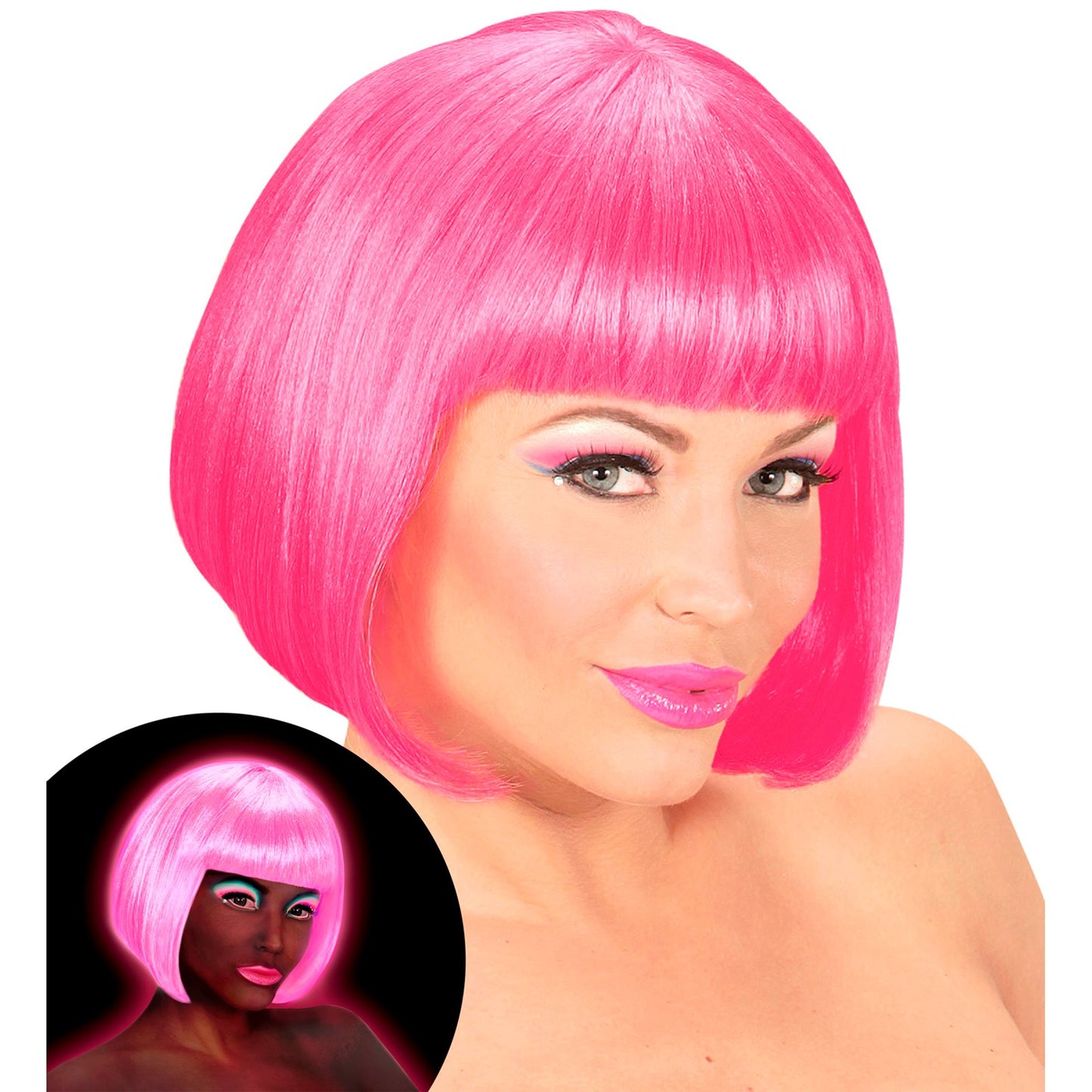 "PERÜCKE VALENTINA NEONPINK" in Box – Detailansicht