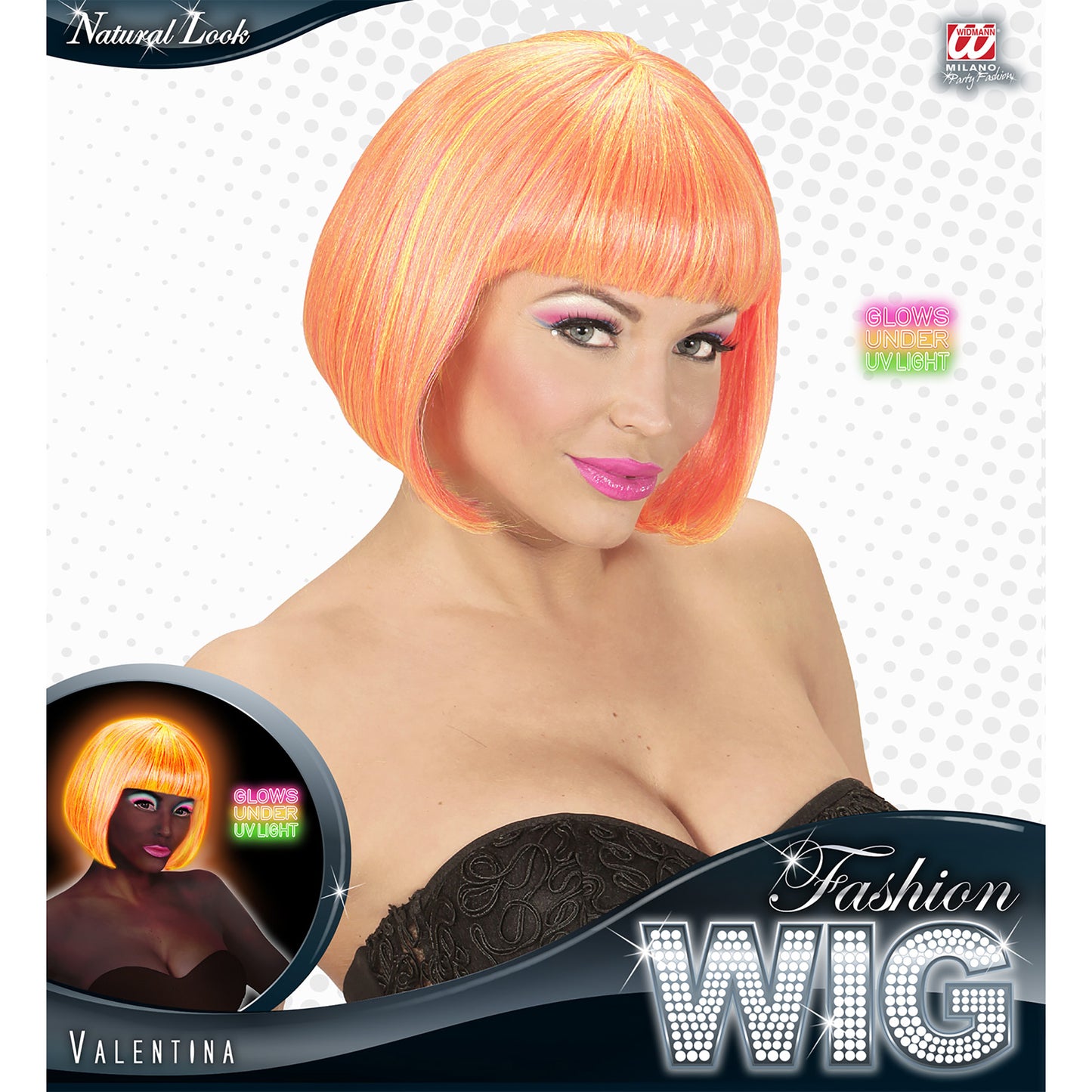 "PERÜCKE VALENTINA NEONPINK & NEONGELB" in Box – Ansicht 3