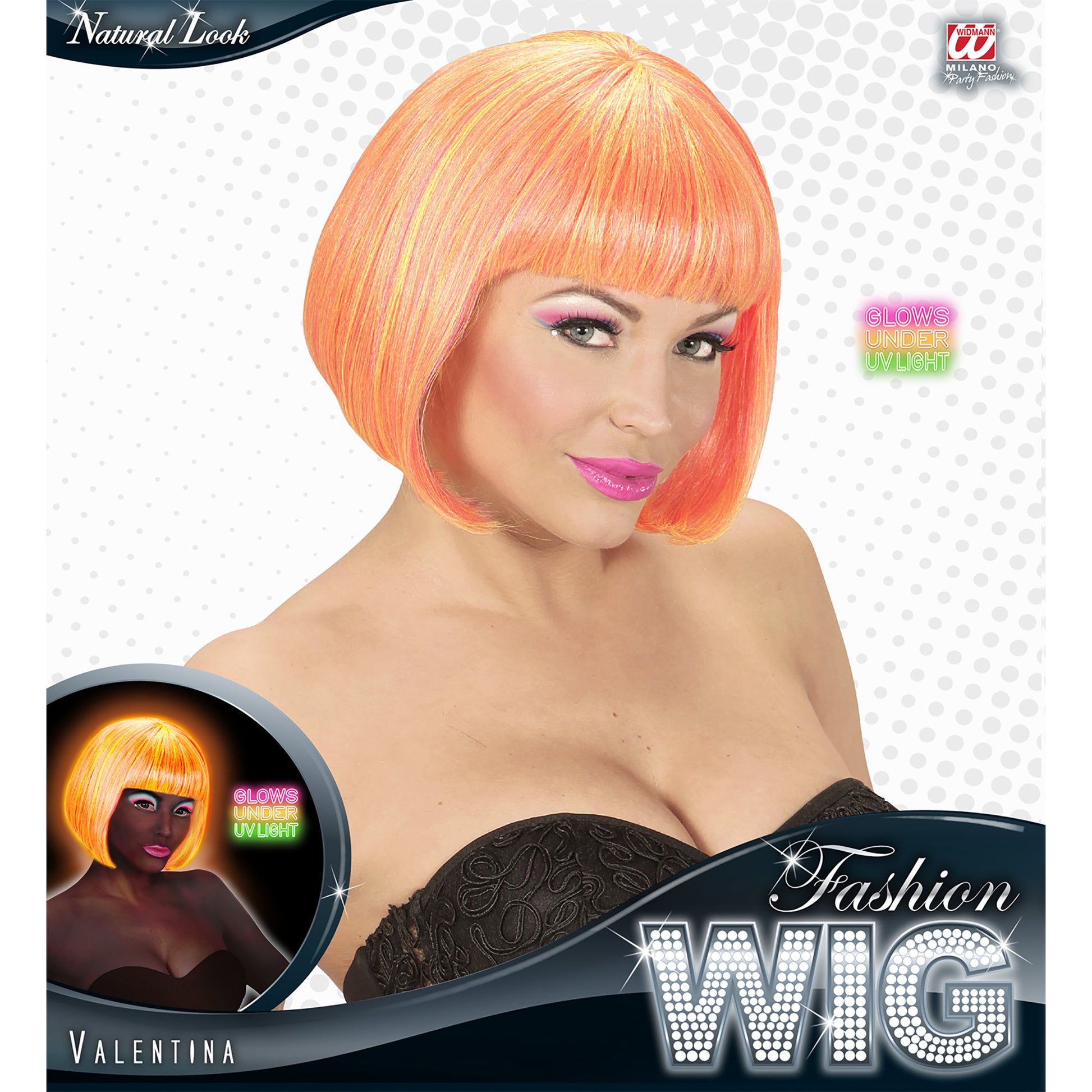 "PERÜCKE VALENTINA NEONPINK & NEONGELB" in Box – Ansicht 3