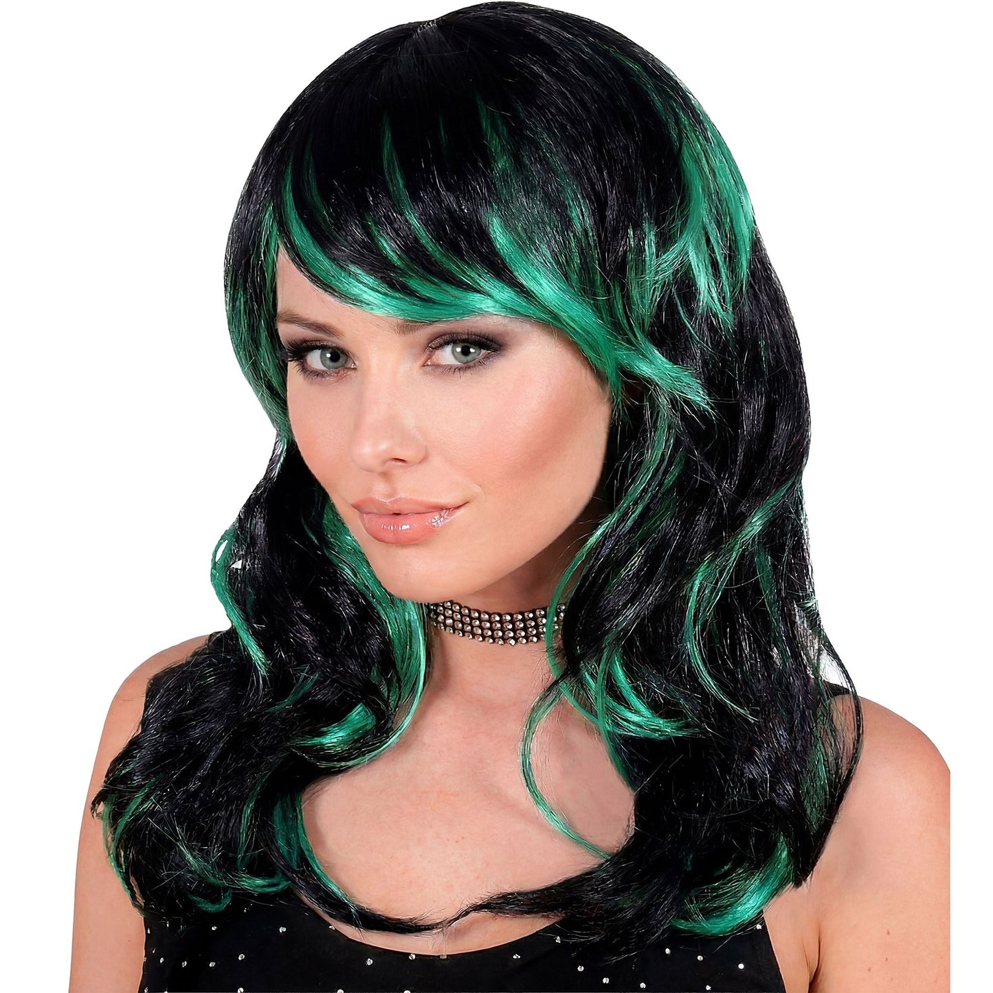 "PERÜCKE WAVY MIT STRÄHNEN" in Polybag - in 3 Farben sort.: lila, grün, orange – Ansicht 4