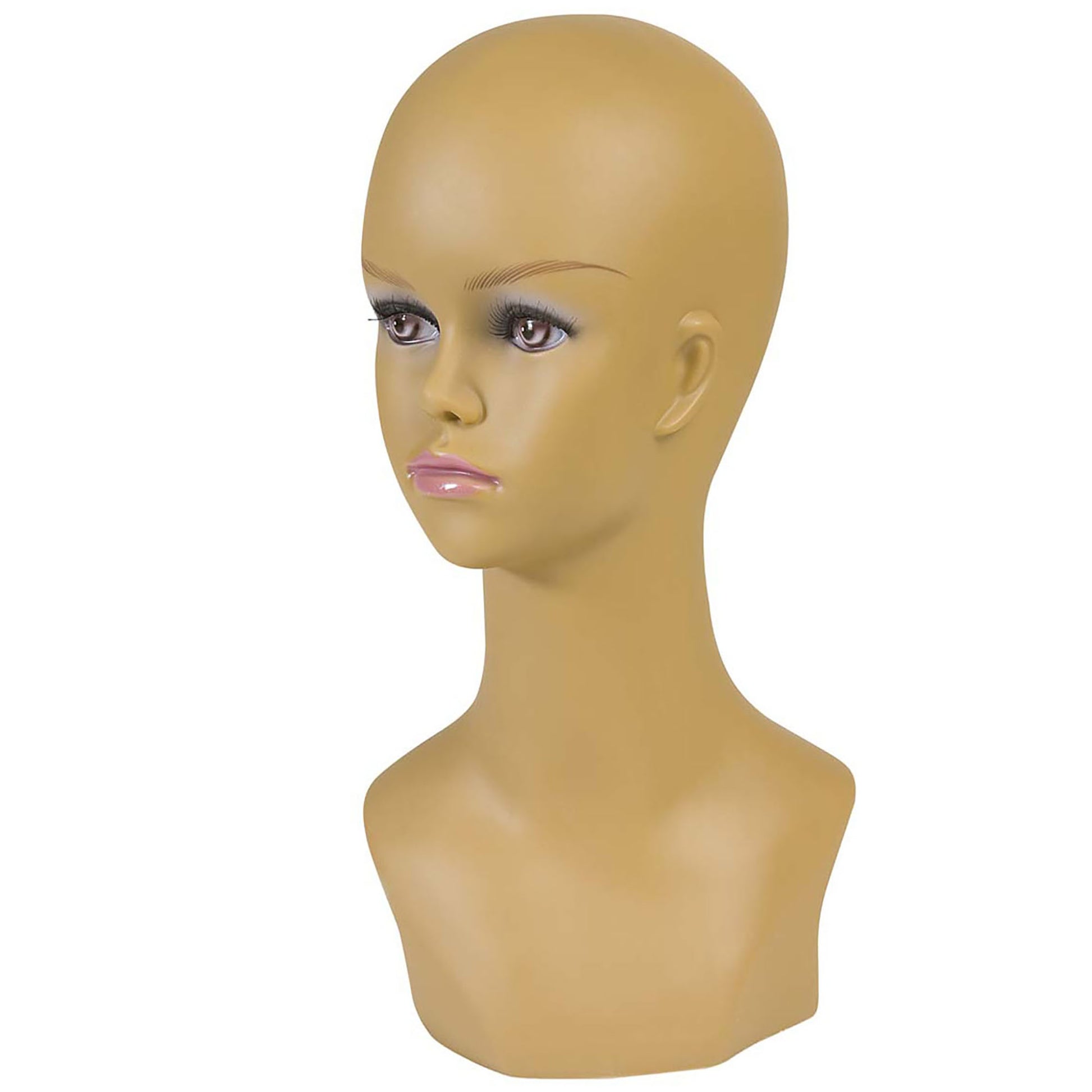 "PERÜCKENKOPF DUNKLE FRAU" 40 cm – Vorderansicht