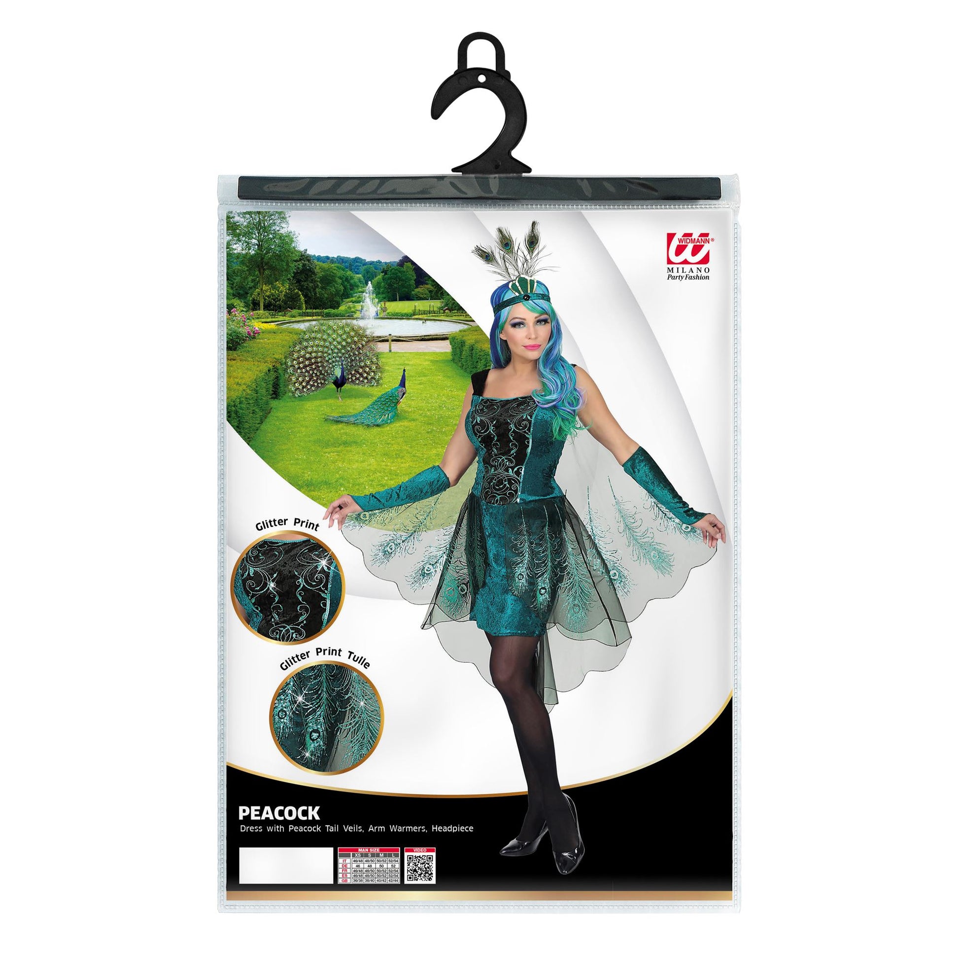 "PFAU" (Kleid mit Pfauenfeder Schleier, Armstulpen, Kopfschmuck) – Ansicht 5