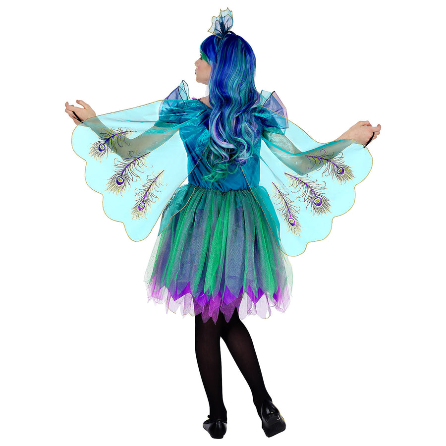 "PFAU" (Kleid mit Pfauenfeder Schleier, Kopfschmuck) – Detailansicht
