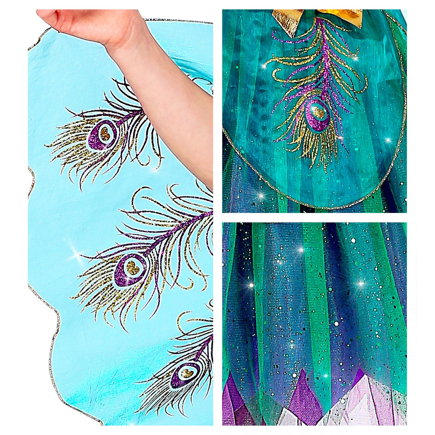"PFAU" (Kleid mit Pfauenfeder Schleier, Kopfschmuck) – Ansicht 3