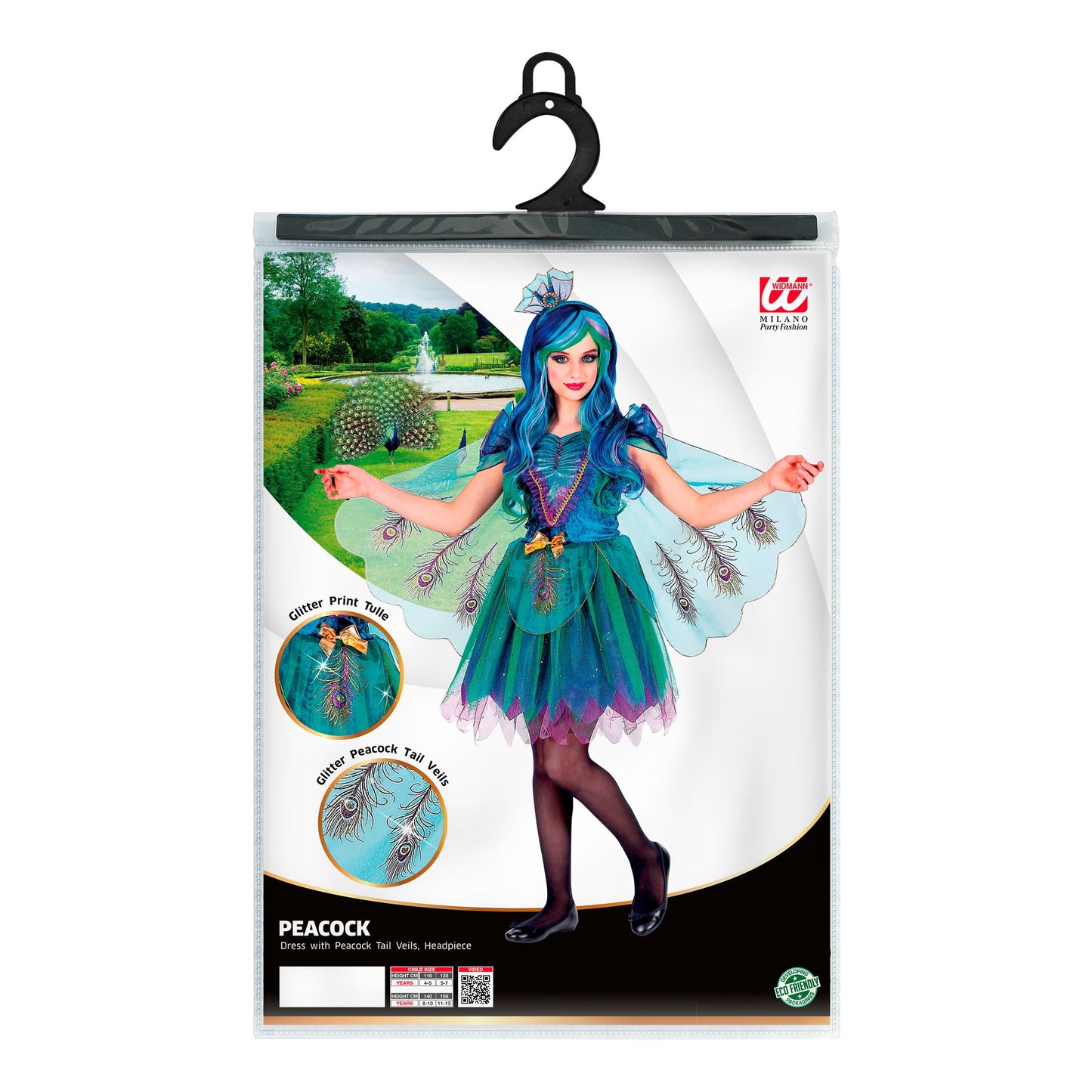 "PFAU" (Kleid mit Pfauenfeder Schleier, Kopfschmuck) – Ansicht 4