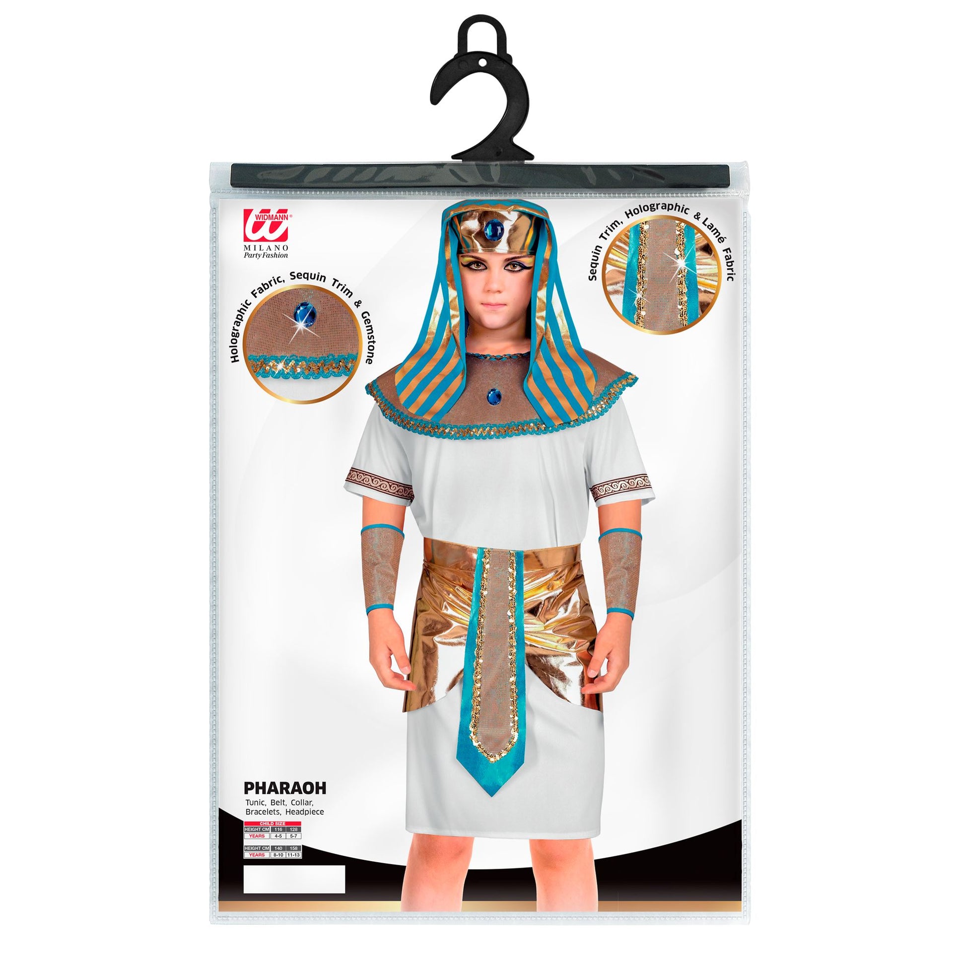 "PHARAOH" (Tunika, Gürtel, Halskragen, Kopfbedeckung) – Detailansicht