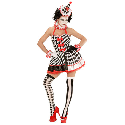 "PIERROT GIRL" (Kleid, Halskrause, Manschetten, Minihut) – Detailansicht