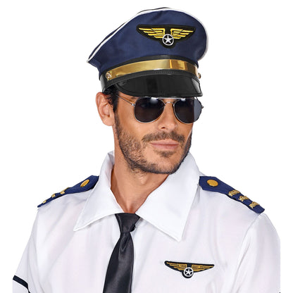 Widmann Pilotenmütze Blau Grössenverstellbar – Seitenansicht