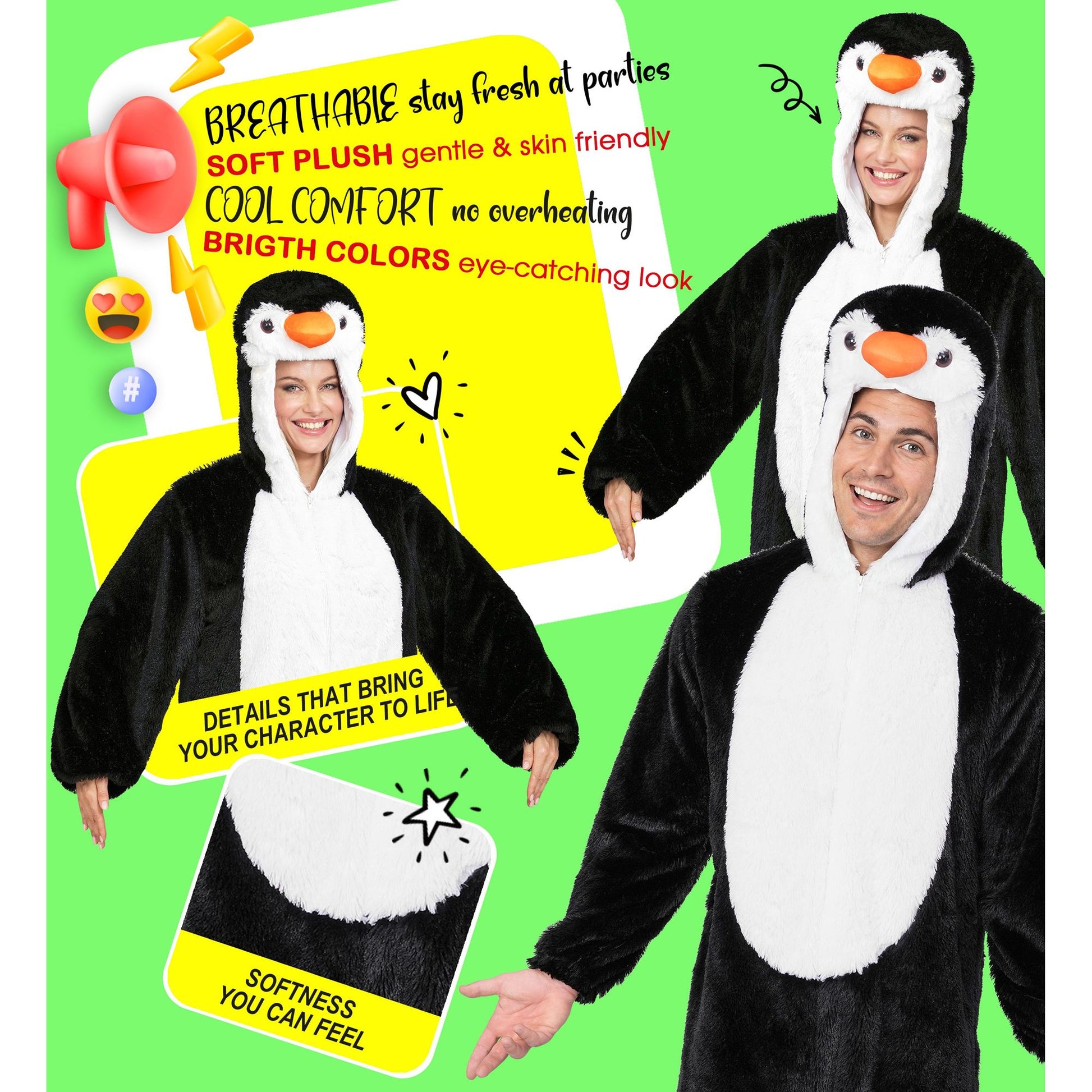 "PINGUIN EXTRA WEICHES PLÜSCHKOSTÜM" (Overall mit Kapuze) – Ansicht 7