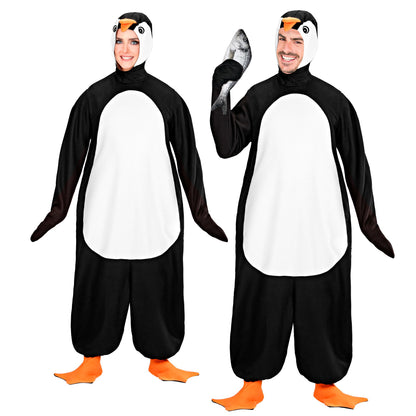 "PINGUIN" (Kostüm, Kopfbedeckung mit Maske, Pfoten) – Vorderansicht